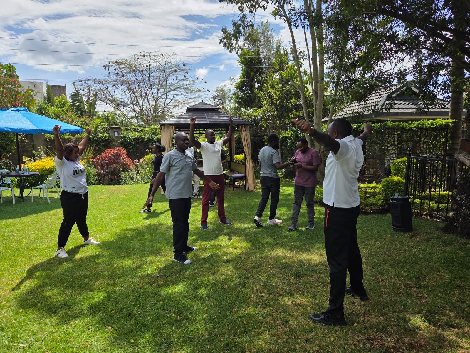 Photograph from a facilitated team development programme by The Team Building Company