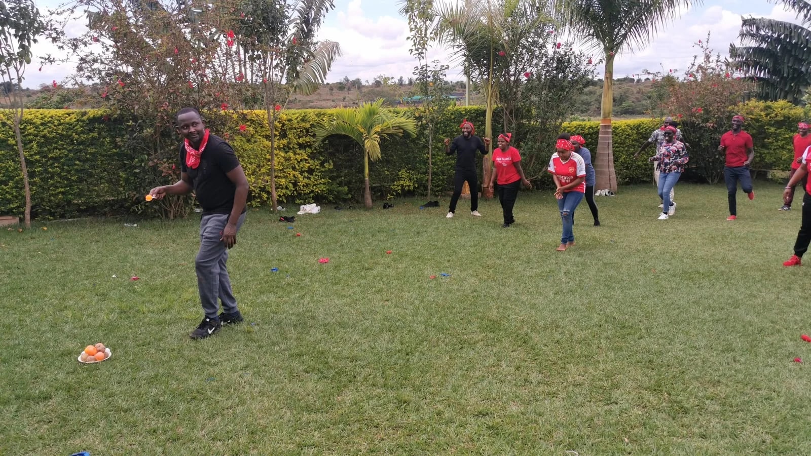 Photograph from a team-building activity by The Team Building Company