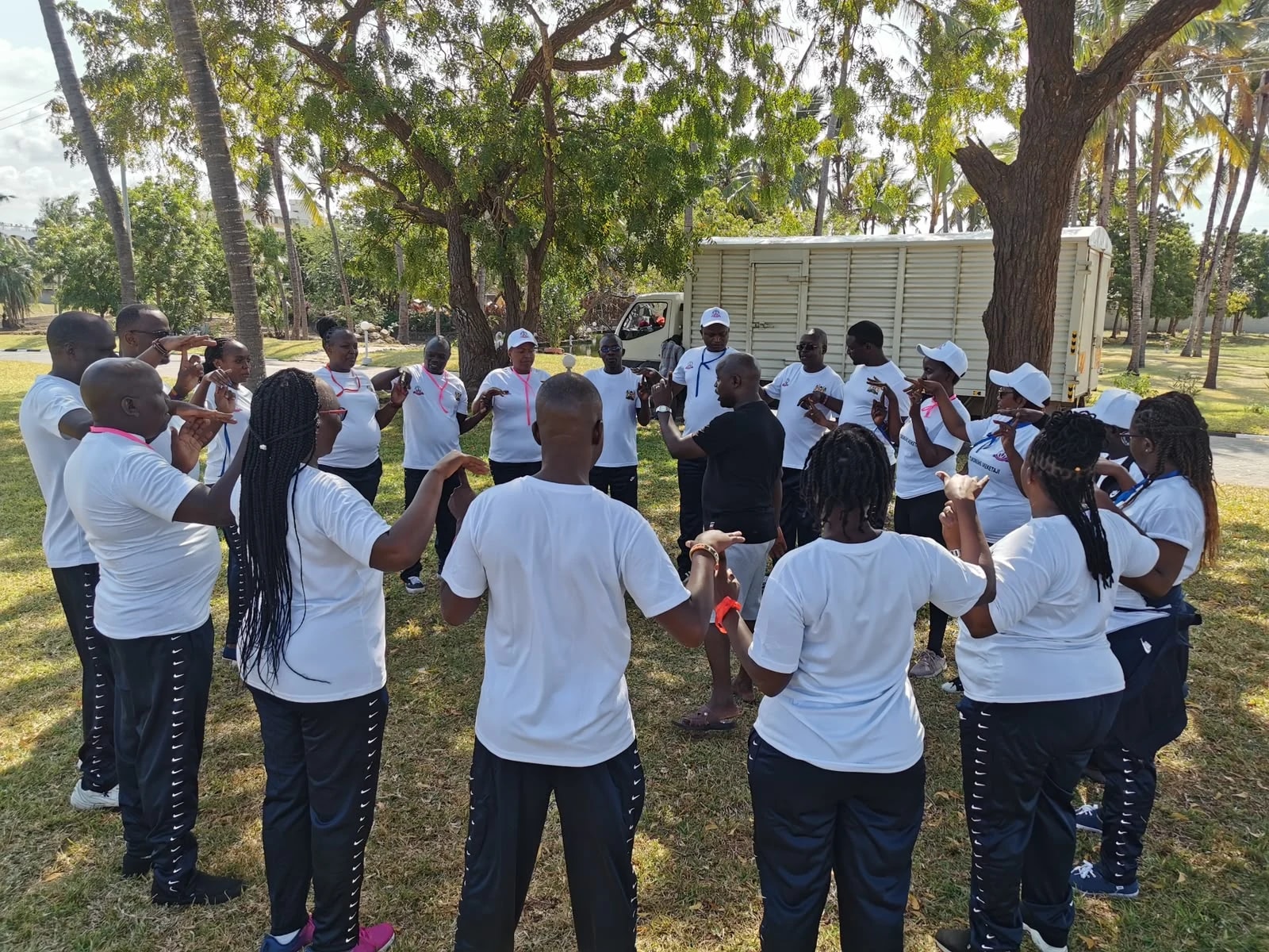 Photograph from a team-building activity by The Team Building Company