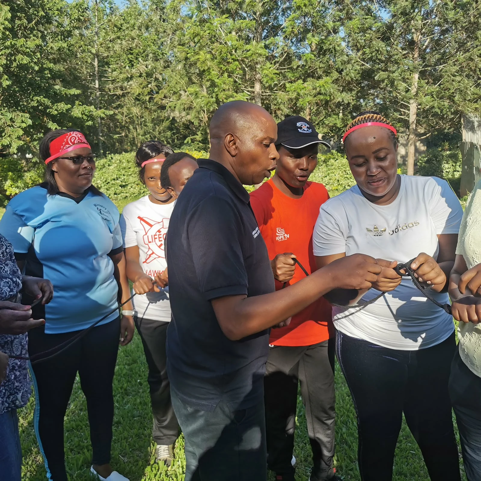 Photograph from a team-building activity by The Team Building Company