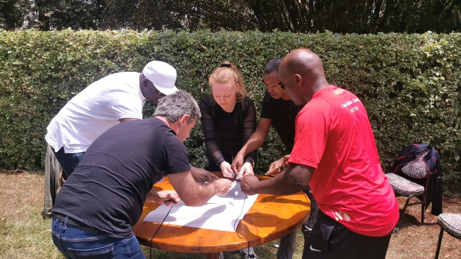 Photograph from a team-building activity by The Team Building Company